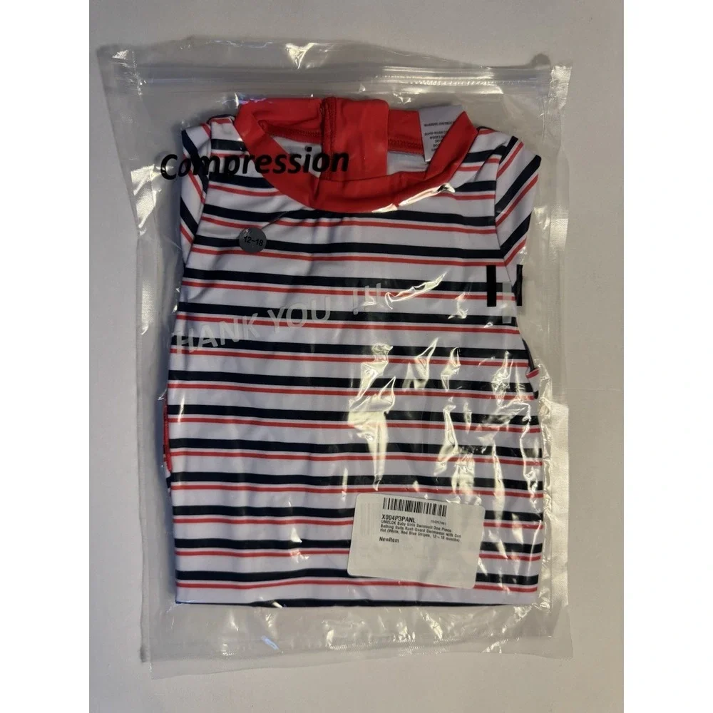 UMELok Baby Girls Rash Guard Swimsuit 12-18M UPF 50+ One Piece & Sun Hat NWT